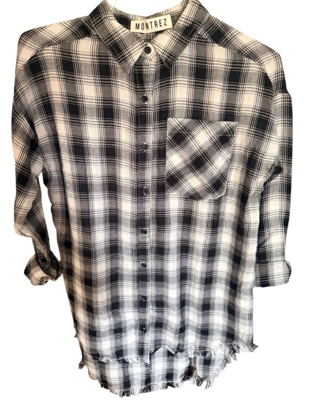 Montrez Black and White Plaid Button-Down Shirt